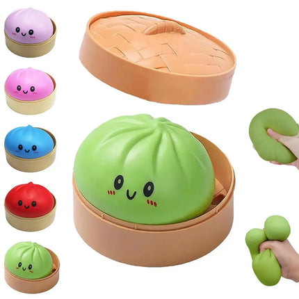 Stress Relief Squeeze Toy-Simulated Dumpling&Baozi,Reusable Low Rebound Sensory Dough Ball For Relieve Anxiety&Release Emotions