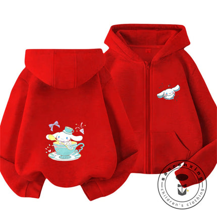 Boys Girls 2026 Autumn Winter Cinnamoroll Zipper Hoodie 3-14Y Cute Kawaii Street Cartoon Hot Fashion Outdoor Casual