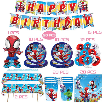 Spidey And His Amazing Friends Happy Birthday Party Decorations SpiderMan Theme Balloons Supplies Tablecloth Tableware Kids Gift