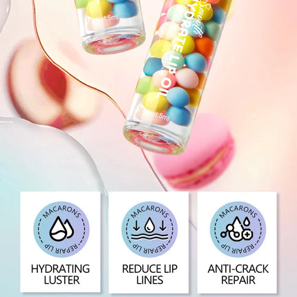 1/2/3pcs SADOER Macaron Moisturizing Lip Oil Plump Lips Cream Hydrating Lip Balm Lip Plumper for Beauty Lips Skin Care