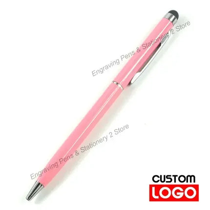 100 Pcs 13-color Metal 2-in-1 Stylus Universal Ballpoint Pen Custom Logo Text Engraving Office School Advertising Pen Wholesale