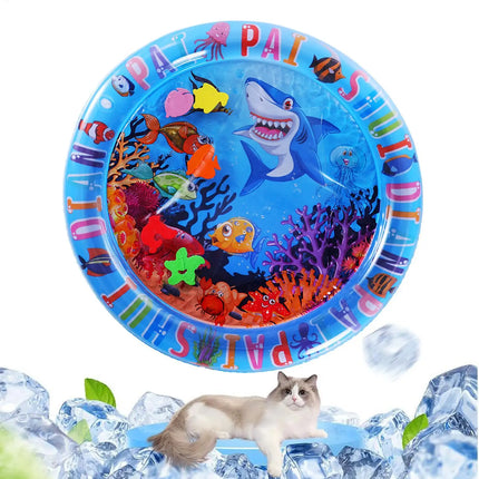 Water Sensory Play Mat Thickened Inflatable Water Mat For Cat And Dog Pet Playmat With Fish Sea Ocean Theme Sensory Toy Water