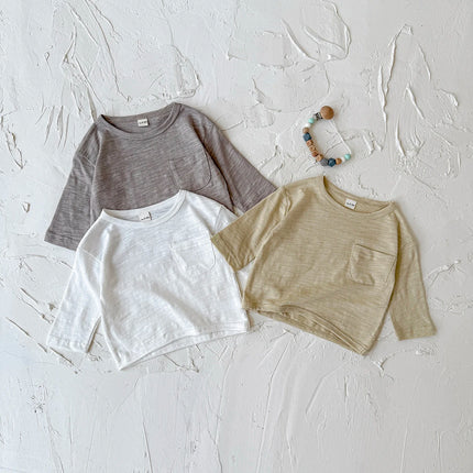 Baby Original Pocket Sports Shirt With 2025 Korean Autumn Baby Top, Children's Top Men's Top, Girls' Top