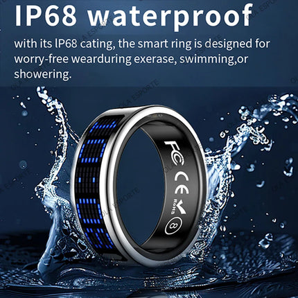SR16 Smart Ring 3D LED Display Screen Call ID Reminder Heart Rate Sleep Monitoring 5ATM Waterproof Wireless Charging Rings 2025