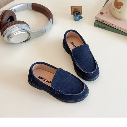 Spring Kids Loafers Suede Minimalist Trendy Unisex Boys Girls Leather Shoes Versatile Slip-resistant Solid Color Children Shoe