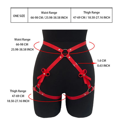 Ladies' Sexy Leather Red Bow Decoration Strap Adjustable Pure Desire Restraint Tight Fitting Strap Daily Couple Date Accessories