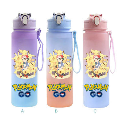 750ML Pokemon Gradient Color Plastic Drinking Bottle Water Bottle Hiking  Outdoor Large Capacit Portable Drink Bottles Cup
