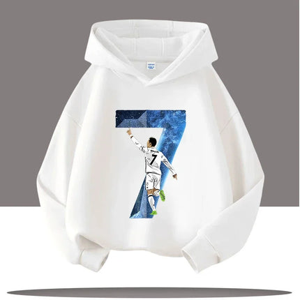 Autumn Cartoon CR7 Ronaldo Print Children's Hoodies Long Sleeve Sweatshirt Boy Football Star Casual Kid Warm Pullover Clothing