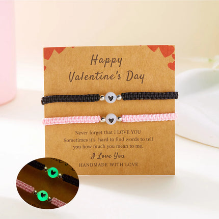 2 PCS Simple Lucky Red Rope Braided Bracelet for Women Men Romantic Heart Magnetic Couple Matching Bracelets Friendship Jewelry