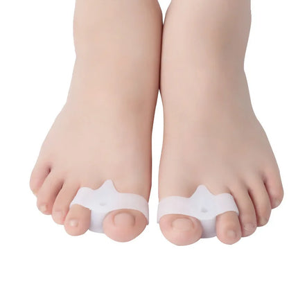 2pcs=1pair Silicone Two Hole Toe Separator Gel Foot Finger Protector Bunion Orthopedic Hallux Valgus Guard Straightener Pedicure
