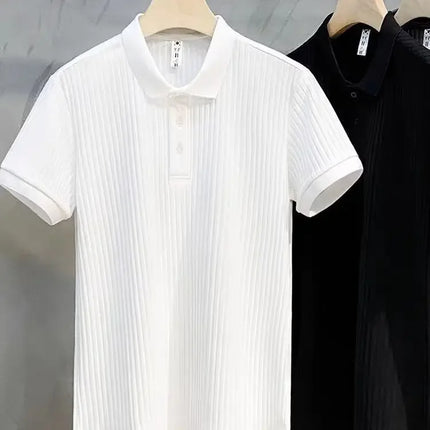 Fashionable Casual Knitted Striped Men's Polo Shirt Breathable Lightweight Summer Suitable for All Ages And Occasions