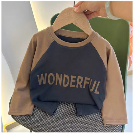 New Autumn Girls and Boys Long Sleeve T-shirt Base Shirt Letter Korean Style Children Clothing
