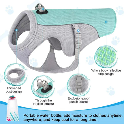 New Ice Cooling Dog Vest Summer Mesh Clothes for Small Medium Large Dogs Outdoor Pet Cool Down Jackets Breathable Dog Harness