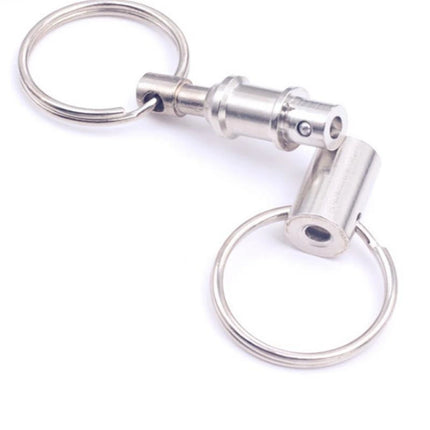 Detachable Pull Apart Metal Keychain for Women Men Silver Color Double End Key Chains Quick Release Keyring
