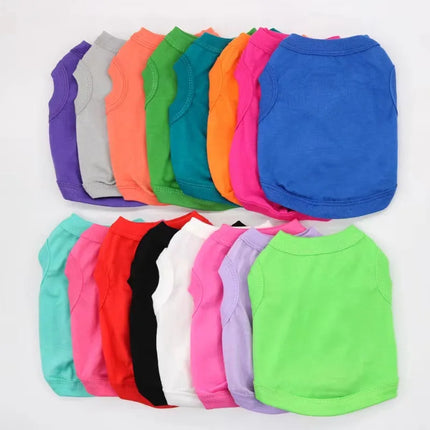 Cotton Dog Tank Top, Solid Color Sleeveless Pet T-Shirt, Breathable Dog Clothes for Small Dogs Chihuahua Yorkie