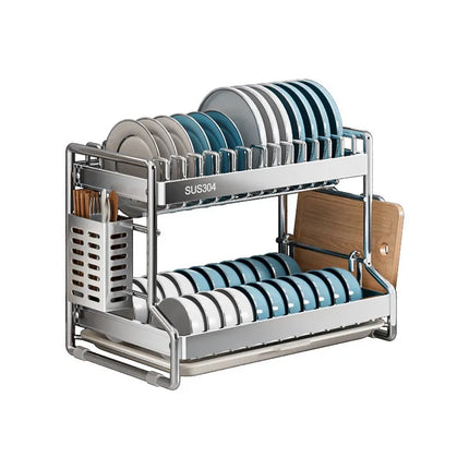 Bowl and dish storage rack, drain rack, 304 stainless steel kitchen storage rack