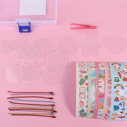 Goo Card Sticker Set Hand Account Material Guka Sticker Set DIY Handbook Material Sticker DIY Keyring DIY Keychain Making Kit