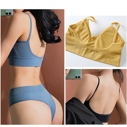 Women's Underwear Cotton Sexy Seamless Bra and Panty Set Wire Free Brassieres Female Womens Lingerie Underwear & Sleepwears