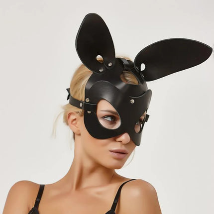 Woman Erotic Sexy Leather Mask Bunny Girl Half Face Fox BDSM Bondage Party Cosplay Mask Punk Sexy Costume Slave Ball Fancy Masks