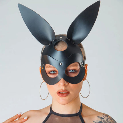 Woman Erotic Sexy Leather Mask Bunny Girl Half Face Fox BDSM Bondage Party Cosplay Mask Punk Sexy Costume Slave Ball Fancy Masks
