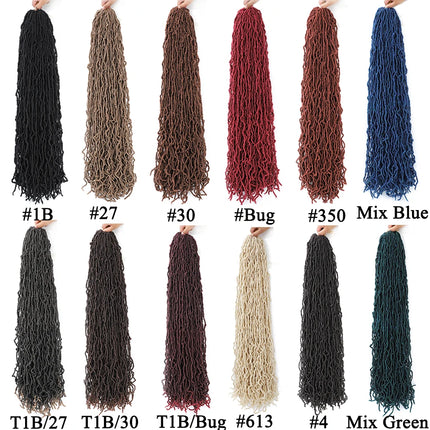 Long Goddess Faux Locks Crochet Braids Brown Blue 1B 30 350 Soft Locs Braiding Hair Synthetic Faux Locs Crochet Hair Extensions