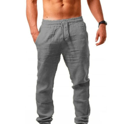 2024 New Men's Cotton Linen Pants Male Autumn New Breathable Solid Color Linen Trousers Fitness Streetwear S-3XL Jogging pants
