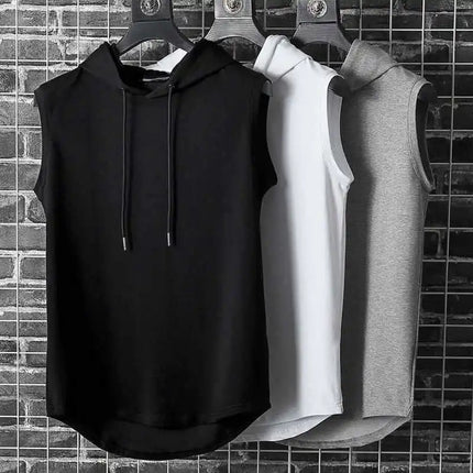 Women's Sleeveless Shirts Hooded Sports Fitness Tops Loose Quick-Drying Breathable Casual Running Yoga Tank Top