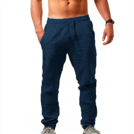 2024 New Men's Cotton Linen Pants Male Autumn New Breathable Solid Color Linen Trousers Fitness Streetwear S-3XL Jogging pants