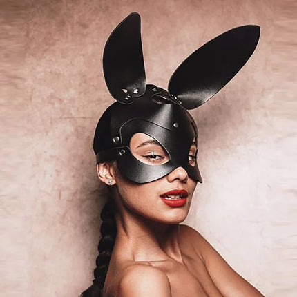 Woman Erotic Sexy Leather Mask Bunny Girl Half Face Fox BDSM Bondage Party Cosplay Mask Punk Sexy Costume Slave Ball Fancy Masks