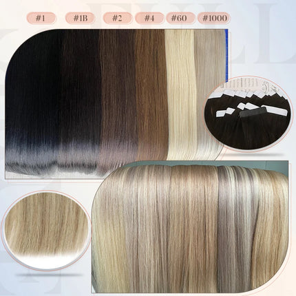 Full Shine Tape in Hair Extensions Remy Human Hair Balayage Highlights Natural Hair For Salon