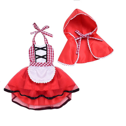 Newborn Baby Girls Tutu Dress + Cape Cloak Outfit Little Red Riding Hood Cosplay Photo Prop Costume Party Dresses Baby Clothes