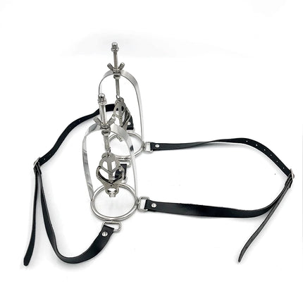 Female Metal Stainless Steel Nipple Clips Clamps With Wearable Leather Belt Breast Stretching Device Adults Bondage Sex Toy