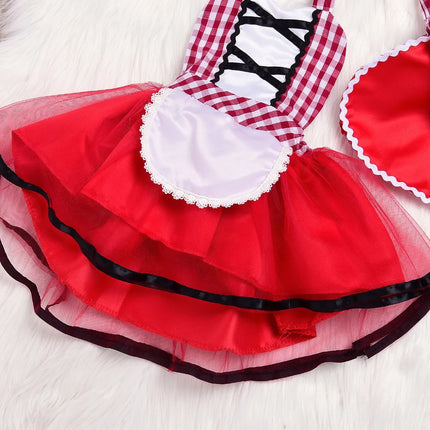 Newborn Baby Girls Tutu Dress + Cape Cloak Outfit Little Red Riding Hood Cosplay Photo Prop Costume Party Dresses Baby Clothes