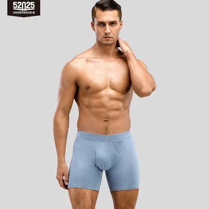 52025 Men's Cotton Modal Boxer Briefs – Ultra-Soft Breathable Underwear with Extended Coverage, All-Day Comfort and Modern Fit