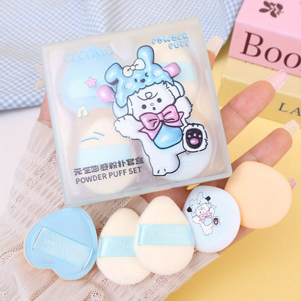 Soft Velvet Makeup Puff with Box Mini Finger Shape Foundation Highlighter Powder Puff Set Cute Blush Concealer Cosmetic Sponge