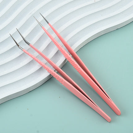 1pc/2/4/6pcs Tweezers for Eyelash Extension Pink Stainless Steel High Precision Lash Tweezers for Volume Fans Makeup Tools