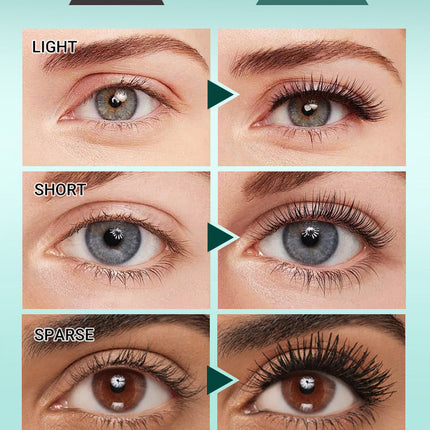 Waterproof Metallic Tube Mascara Black Silk Fiber Long Curling Non-Clumping Eyelash Extensions Spiral Makeup for Eyes