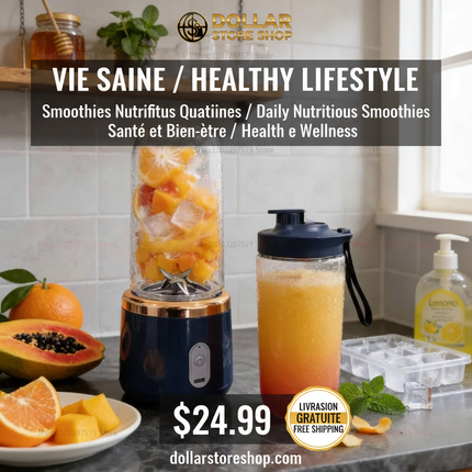 !!!VIRAL!!! Portable Rechargeable Blender USB Juicer 6-Blade 304 Stainless Steel / Mélangeur Portable Rechargeable USB Mixeur 6 Lames Acier Inoxydable 304