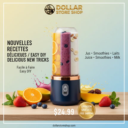 !!!VIRAL!!! Portable Rechargeable Blender USB Juicer 6-Blade 304 Stainless Steel / Mélangeur Portable Rechargeable USB Mixeur 6 Lames Acier Inoxydable 304