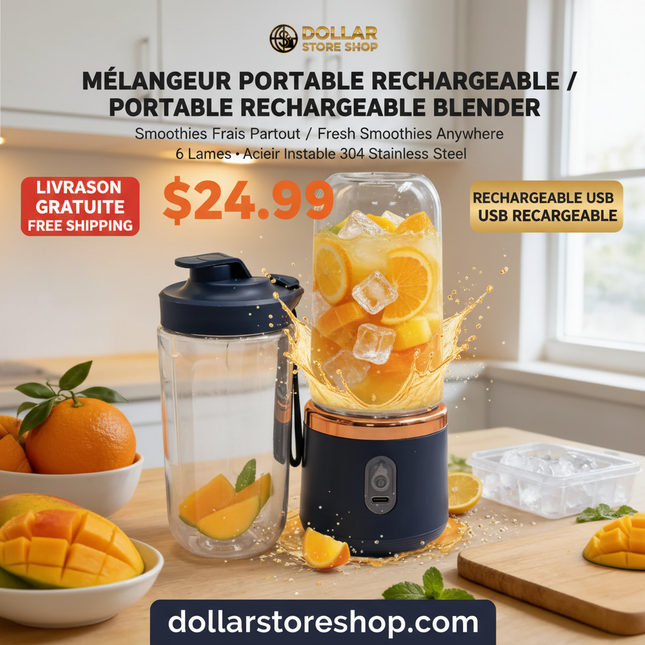 !!!VIRAL!!! Portable Rechargeable Blender USB Juicer 6-Blade 304 Stainless Steel / Mélangeur Portable Rechargeable USB Mixeur 6 Lames Acier Inoxydable 304