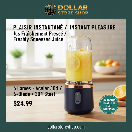 !!!VIRAL!!! Portable Rechargeable Blender USB Juicer 6-Blade 304 Stainless Steel / Mélangeur Portable Rechargeable USB Mixeur 6 Lames Acier Inoxydable 304